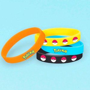 NEW (4-Pack) Set, Pokemon Wristbands Silicone Arm Mixed Bracelets Accessories